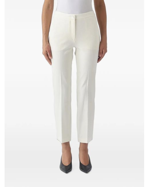 Twinset Gray Logo-Plaque Tailored Trousers