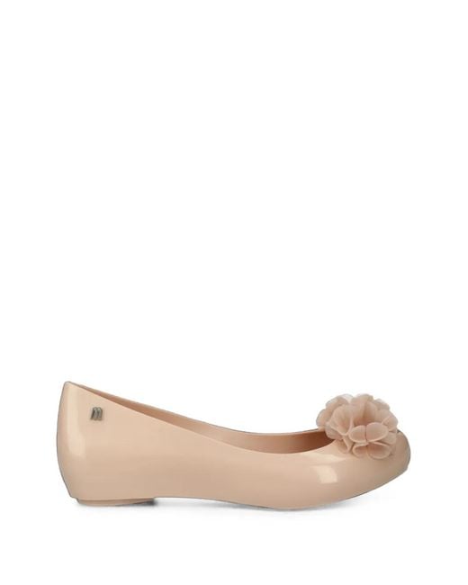 Melissa Pink Ultragirl Floral-Detail Ballet Flats