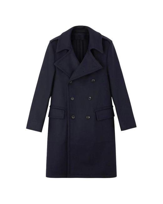 Fortela Blue Winston Double-Breasted Wool Coat for men