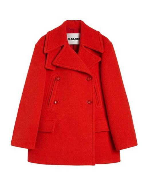 Jil Sander Red Wool Coat
