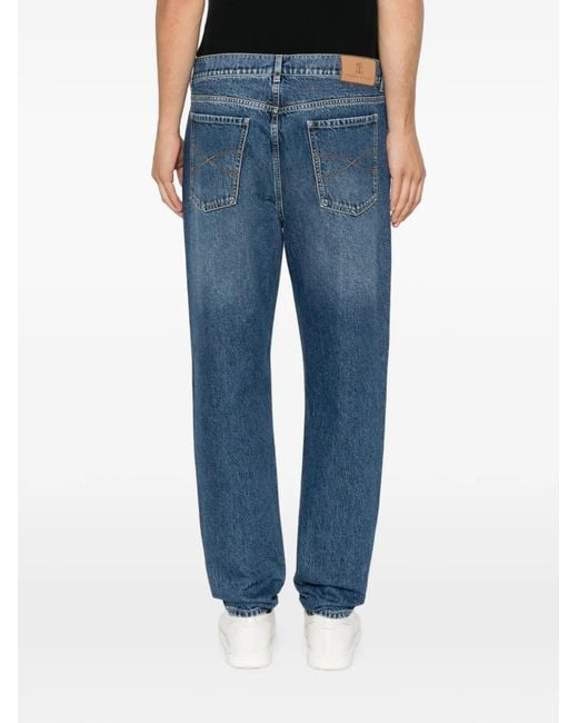 Brunello Cucinelli Blue Jean Droit À Effet Délavé for men