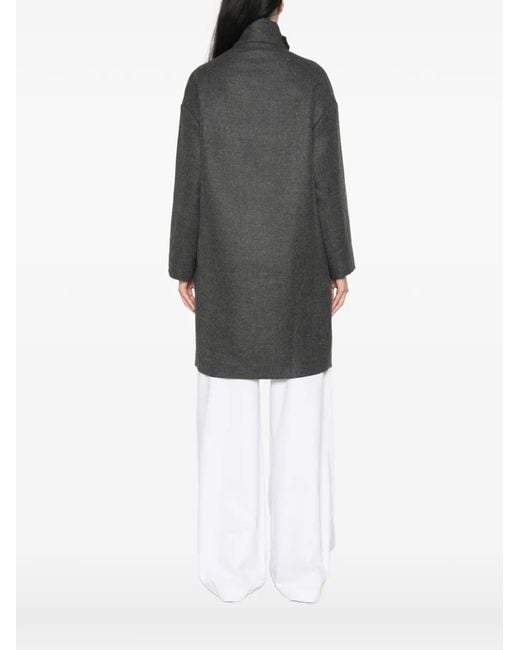 19.61 MILANO Gray Button-Up Funnel-Neck Coat