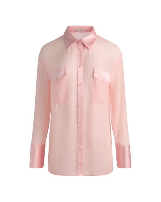 Alice + Olivia Pink Finely Button-Up Shirt