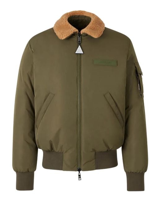 Moncler Green Sherpa-Collar Bomber Jacket for men