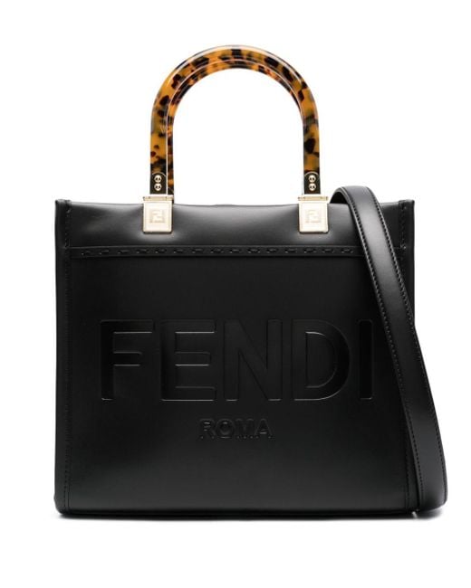 Fendi Black Shopper mit Logo-Prägung