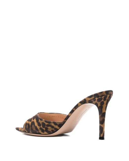 Gianvito Rossi Brown 90Mm Leopard-Print Open-Toe Mules