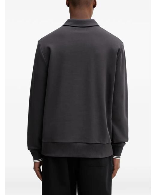 Fred Perry Gray Half-Zip Embroidered-Logo Sweater for men