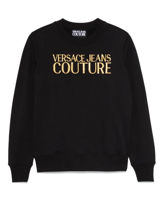Versace Jeans Couture Black Sweatshirt Mit Logo-Stickerei