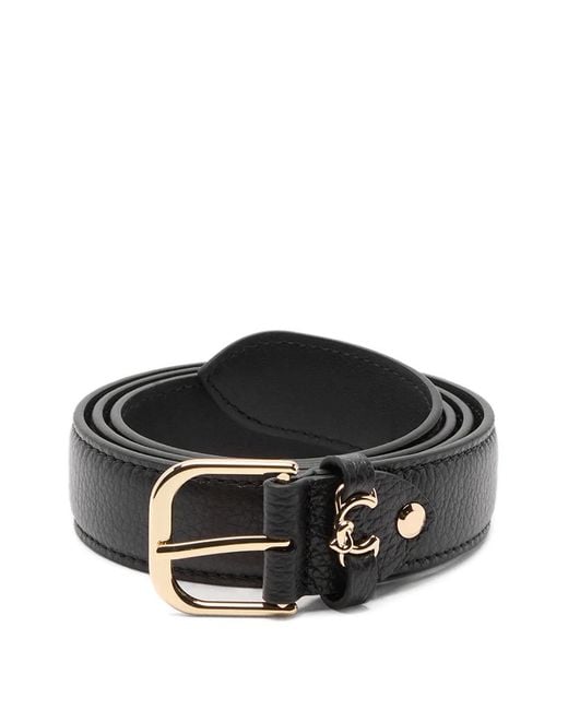 Coccinelle Black Buckle Logo-Charm Belt