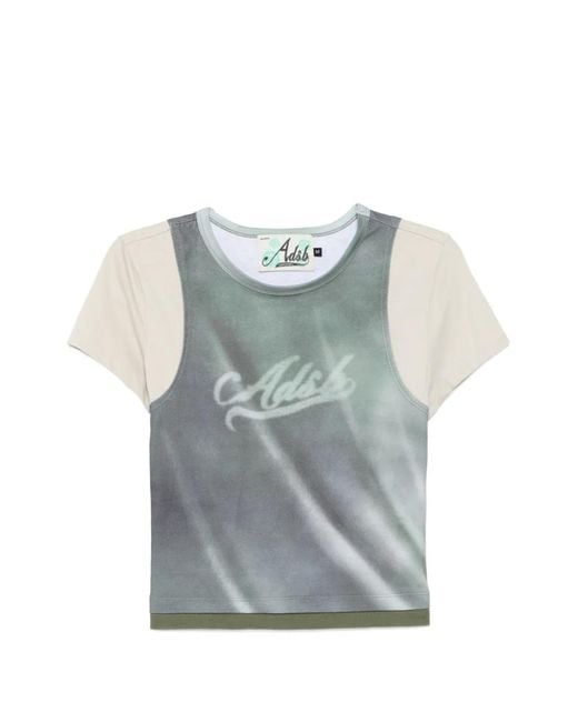 ANDERSSON BELL Blue Logo-Print Layered T-Shirt