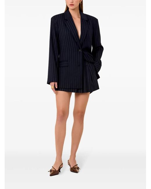 Nicholas Blue Pinstripe Pleated Side-Zip Skort