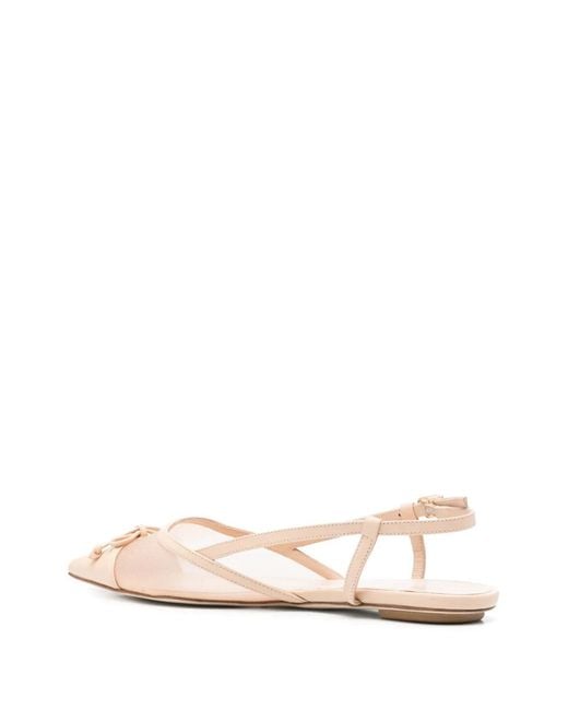 Stuart Weitzman Natural Mesh-Panel Ballet Flats