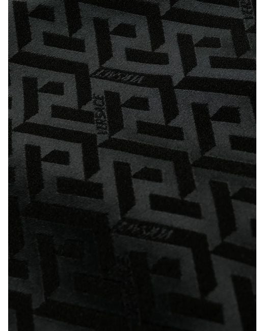 Versace Black La Greca Low-Rise Leggings