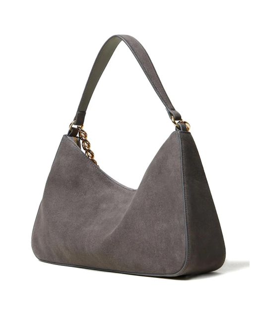 Twinset Black Chain-Embellished Suede Shoulder Bag