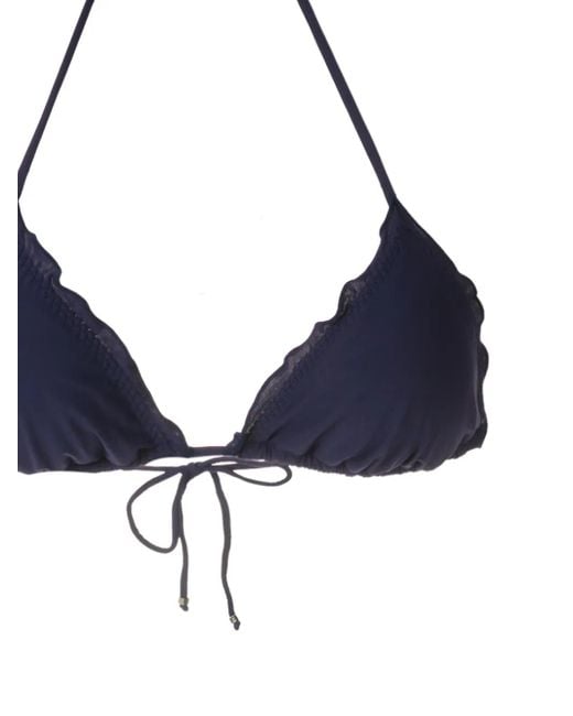 Amir Slama Blue Ruffled Triangle Bikini Set