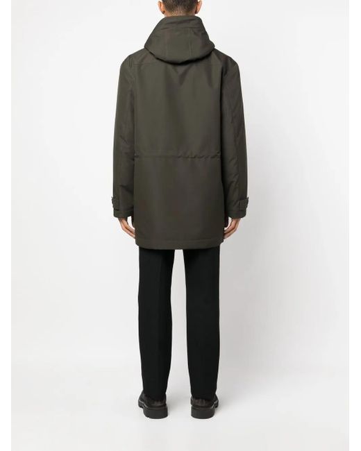 Liska Gray Button-Front Hooded Coat for men