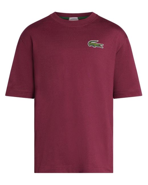 Lacoste Katoenen T-shirt Met Logopatch in het Red voor heren