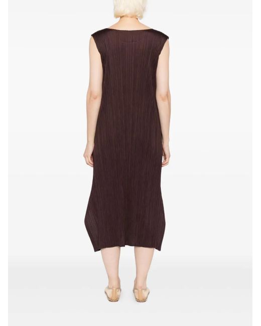 Pleats Please Issey Miyake Mc-July Jurk in het Brown