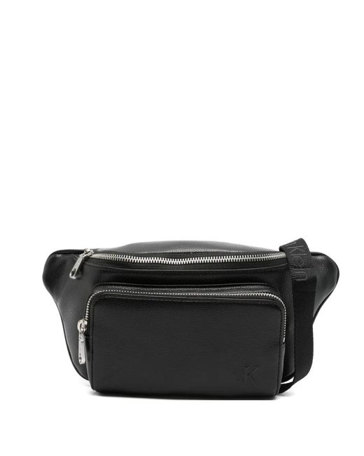 Calvin Klein Black Logo-Embossed Belt Bag for men