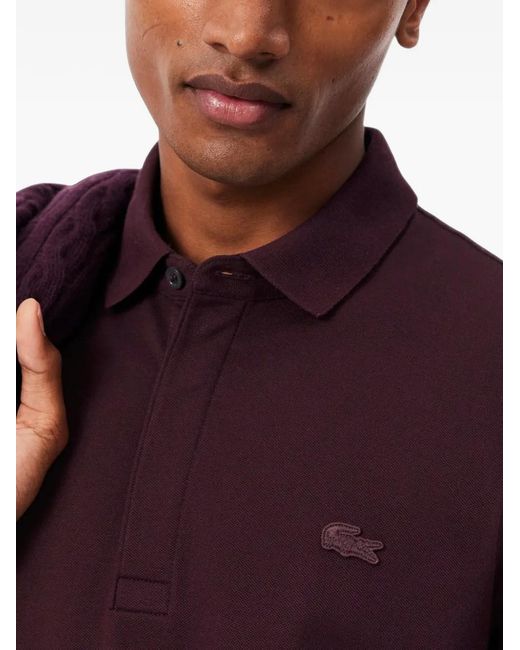 Lacoste Purple Logo-Patch Polo Shirt for men