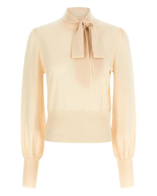 Zimmermann Natural Pussybow Puff-Sleeve Blouse