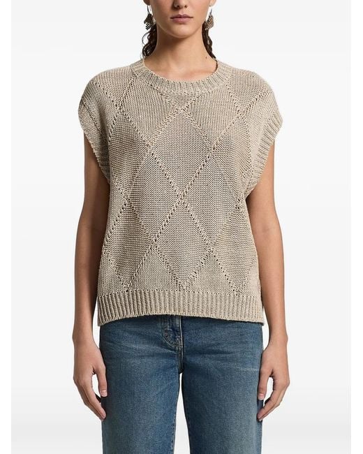 Peserico Blue Sequinned Open-Knit Vest