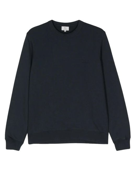 Woolrich Blue Embroidered-Logo Sweatshirt for men