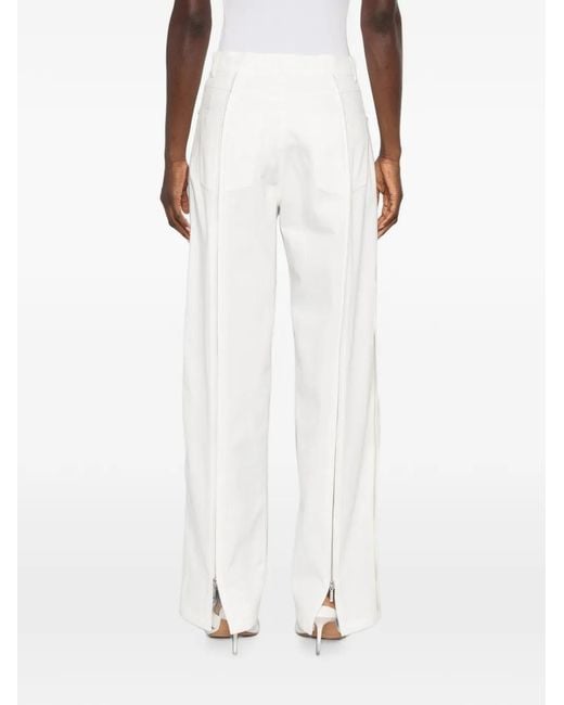 A.M.G White Zip-Detail Cotton Trousers