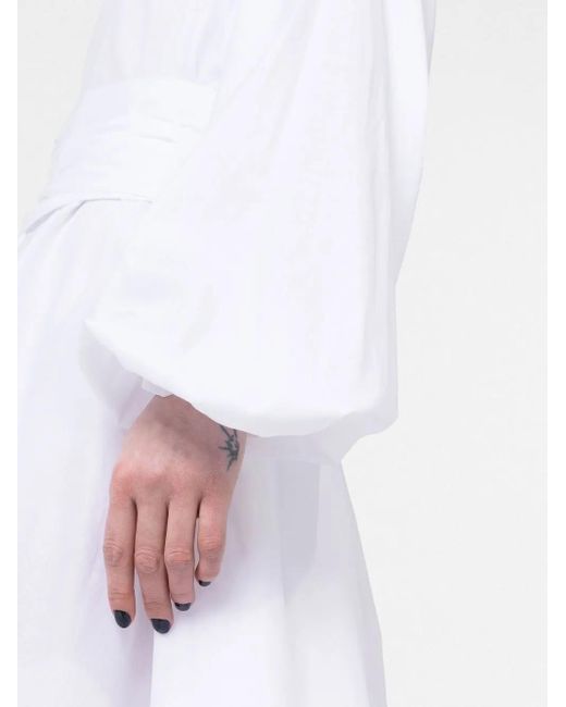 Alexandre Vauthier White Ruched-Detail Long-Sleeve Midi Dress