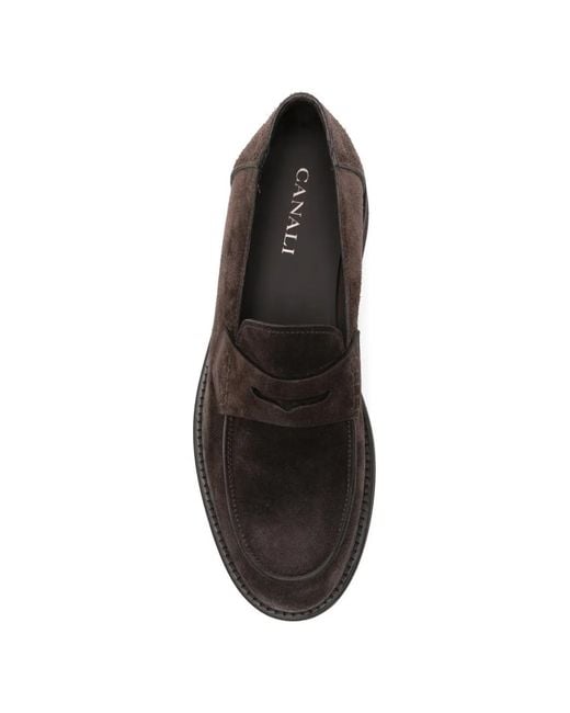 Canali Brown Penny-Strap Loafers for men