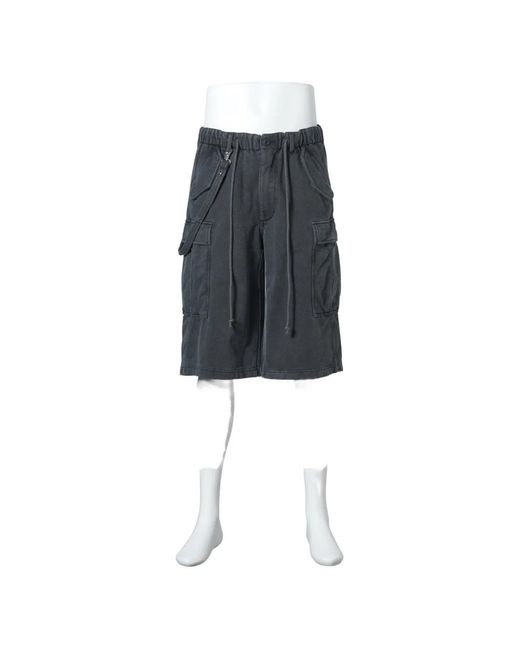 F.M.C.D. Black Sun-Faded Drawstring-Detail Cotton Cargo Shorts for men