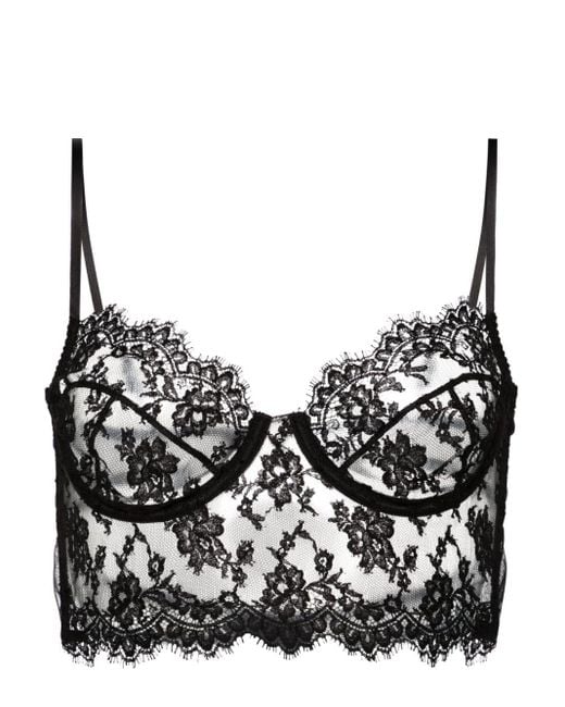 Dolce & Gabbana Black Underwire-cup Floral-lace Bra