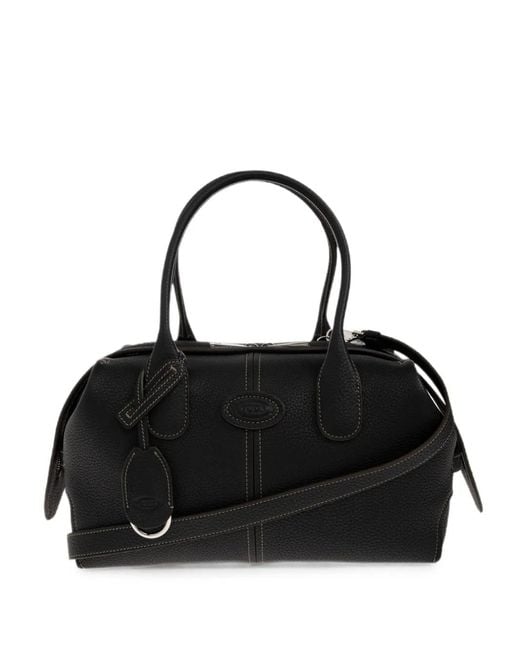 Tod's Black Logo-Patch Pebbled Leather Shoulder Bag