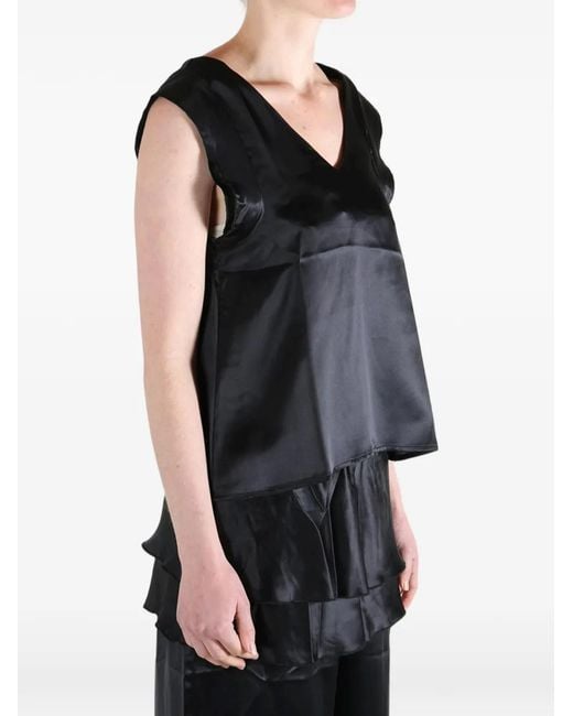 Baserange Black V-Neck Top