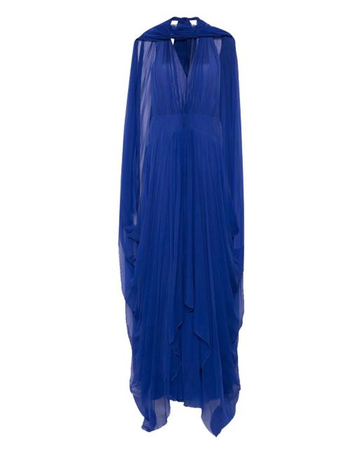 Alberta Ferretti Blue Cape-Insert Maxi Dress