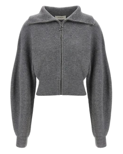 Sportmax ウールカシミア ジップアップ カーディガン Gray