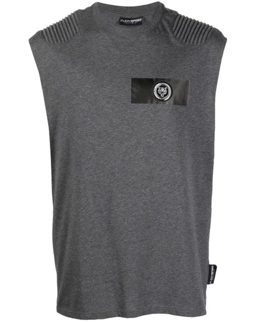 Philipp Plein Gray Tiger-Head Motif T-Shirt for men