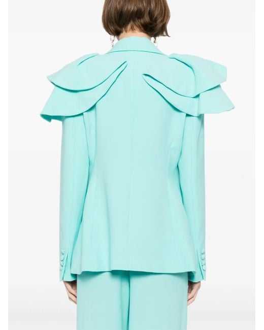 Saiid Kobeisy Blue Ruffled Tailored Blazer