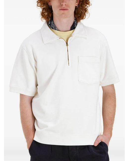 Fortela White Yalepm Short-Sleeve Zip Polo Shirt for men