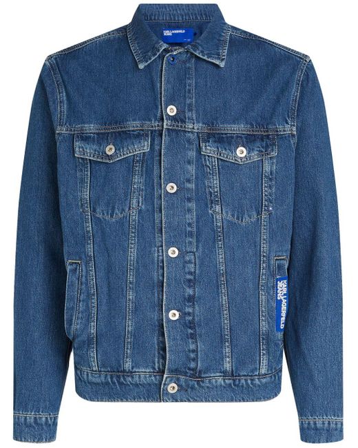 Karl Lagerfeld Blue Logo-patch Denim Jacket for men