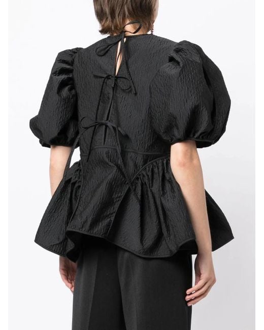 CECILIE BAHNSEN Blouse Met Pofmouwen in het Black