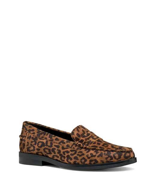Geox Brown Leopard-Pattern Loafers