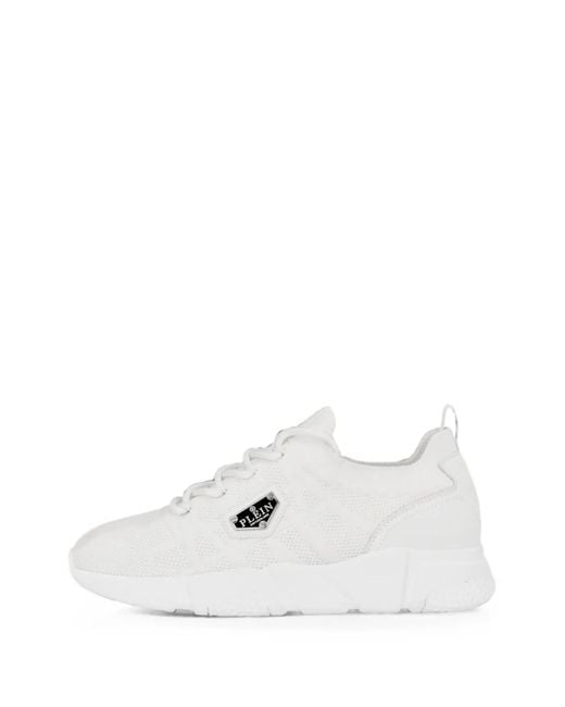 Philipp Plein White Runner Sock Triangle-Placca Sneakers