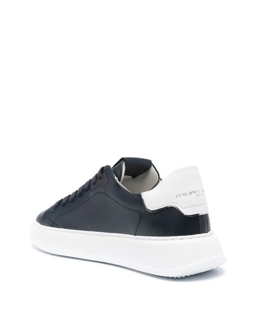 Philippe Model Blue Temple Logo-Patch Sneakers for men