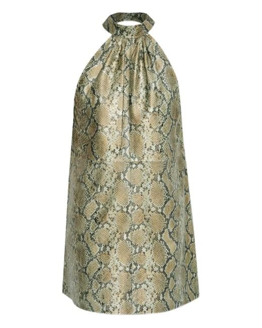 Gestuz Green Feliza Snakeskin Halterneck Dress