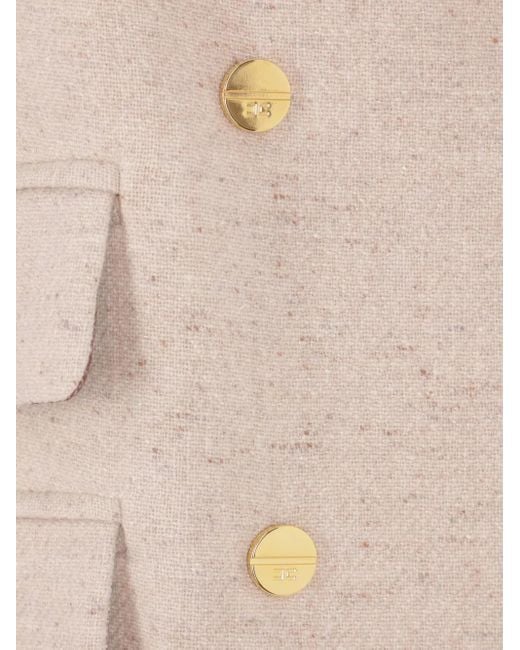 Elisabetta Franchi Natural Double-Breasted-Button Coat