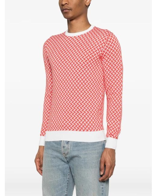 Drumohr Pink Geometric-Pattern Sweater for men