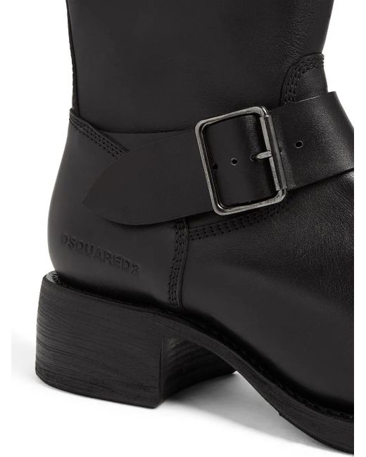 DSquared² Black Logo-Debossed Leather Boots