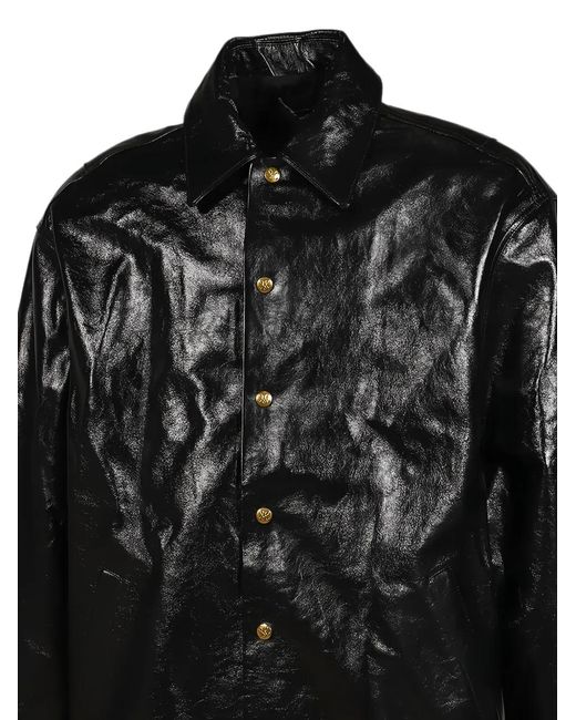 Willy Chavarria Black Coach Leather Jacket for men