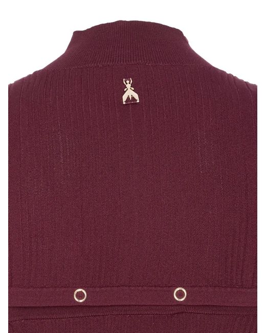 Patrizia Pepe Purple Ribbed Mock-Neck Top